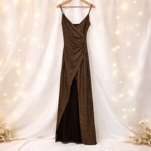 Vintage Windsor Y2K Dress Womens Large Prom Gown Glitter Slip High Slit Wedding